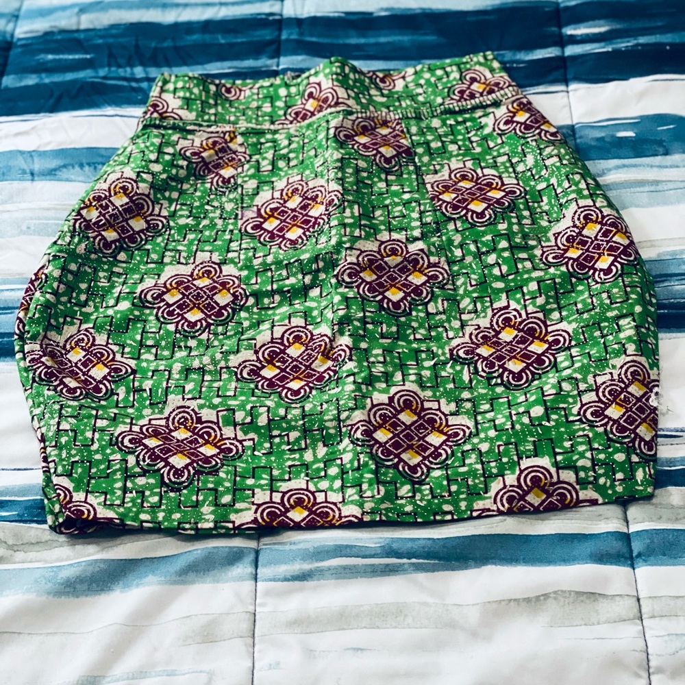 African print short skirt